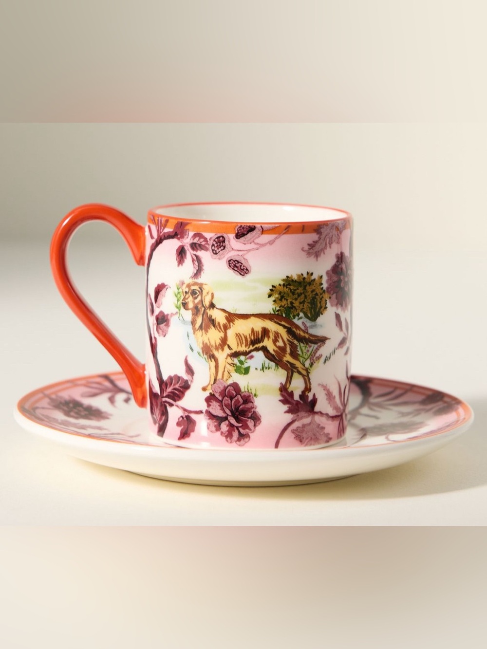 NWT Golden Retriever Portobello Stoneware Espresso Cup and Saucer Mug